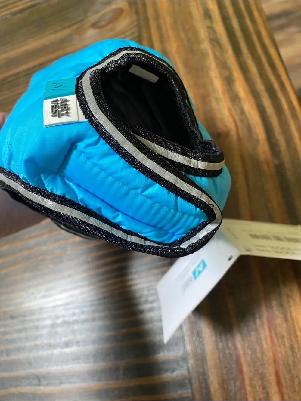 Aqua Blue Black Puffer Dog (or Cat) Coat - reversible NWT - size XXS